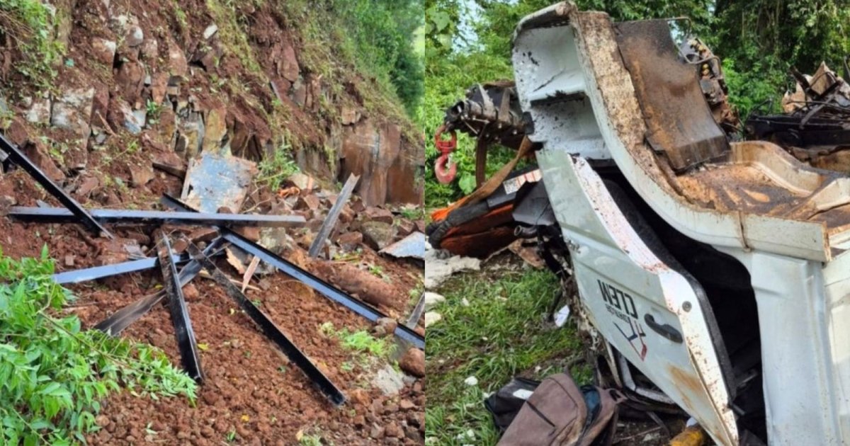 Motorista morre após caminhão ficar “prensado” em parede de pedras no Oeste de SC
