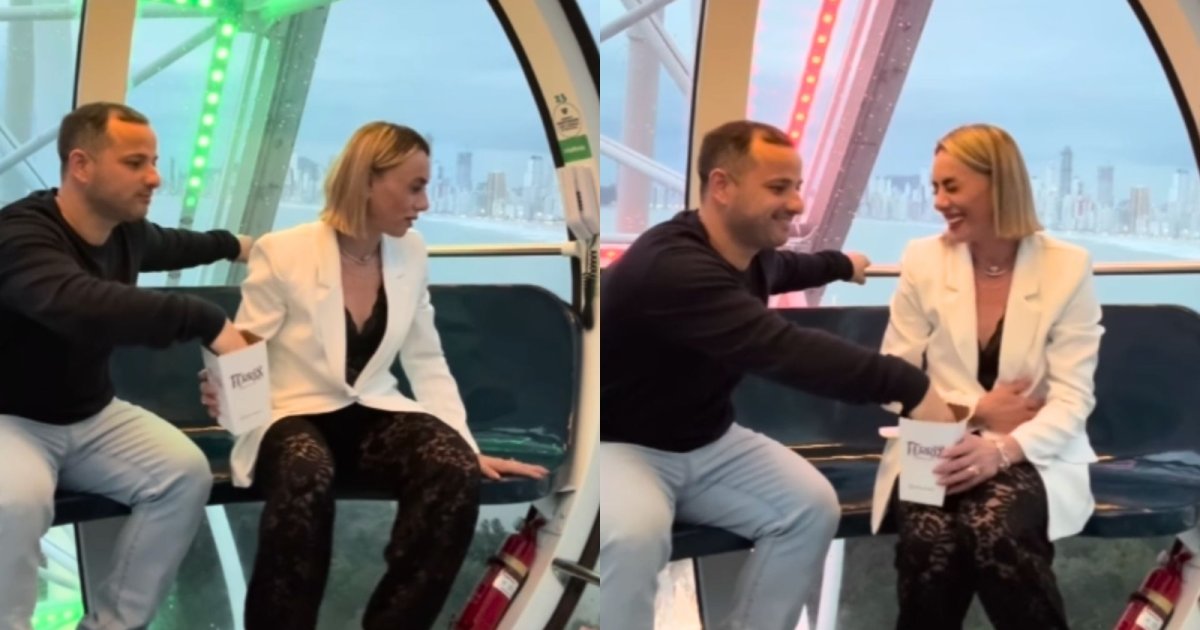 “Não se mexe, Patrícia”: casal viraliza ao passar “sufoco” divertido em roda-gigante de BC