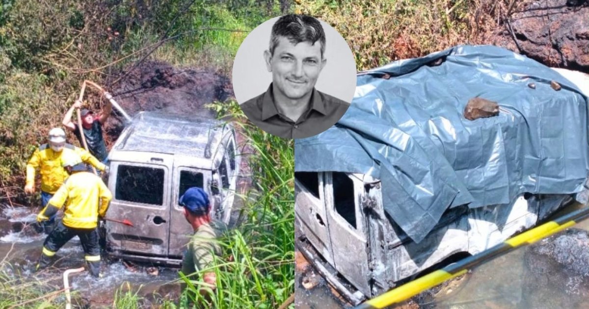 “Sem acreditar”: produtor rural morre carbonizado após carro cair de ponte no interior de SC