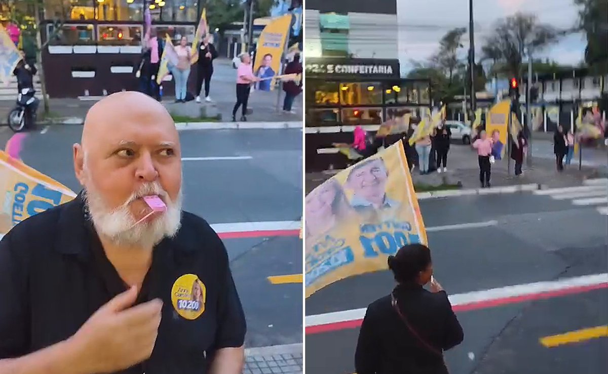 “Cagando e andando”: apoiador de Anna Carolina apita na cara de comerciante em novo bandeiraço em Itajaí