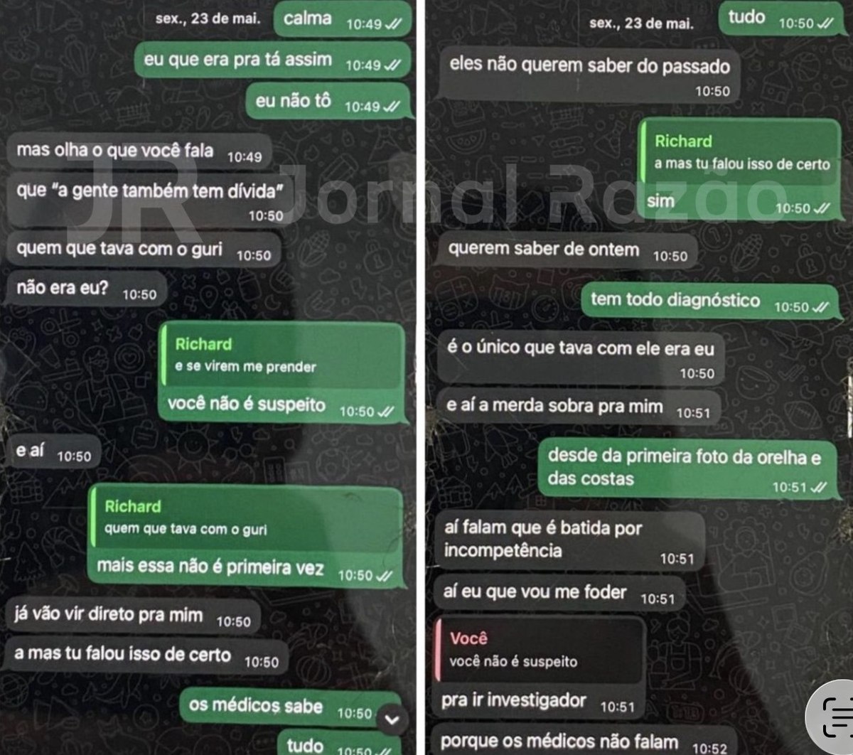 Com o menino internado, o casal falou em prisão. A mãe respondeu que ele não era suspeito (Foto: Reprodução)
