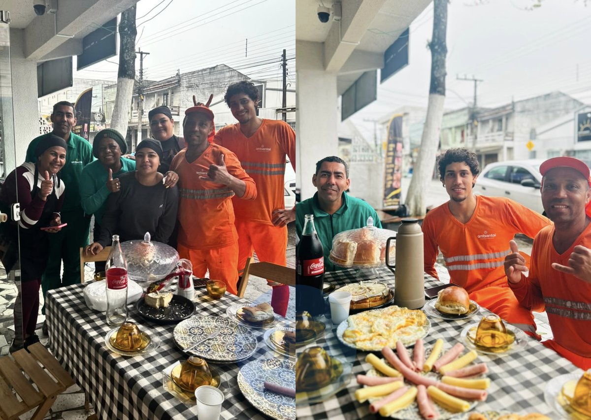 “Coração quentinho”: comerciante monta farto café da manhã para equipe de coleta de lixo em Itajaí - Foto