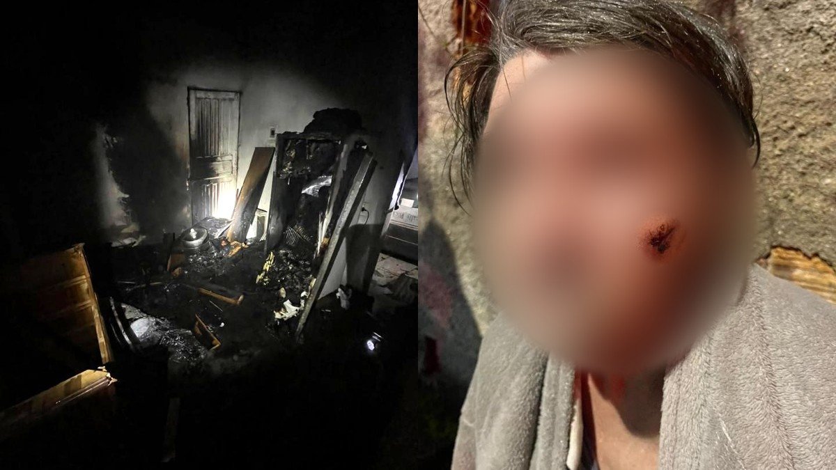 Filho ataca a mãe a golpes de facão e põe fogo na casa com ela dentro em Biguaçu