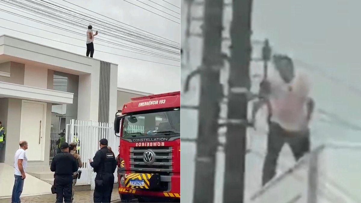 Homem em surto sobe em telhado em Tijucas e só aceita descer com a PM