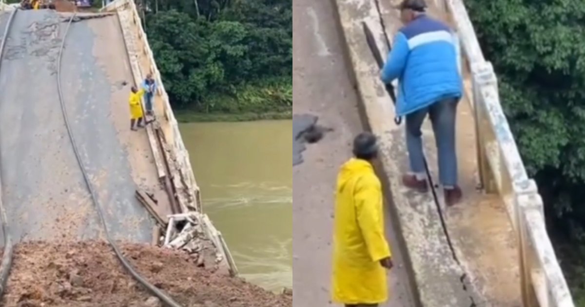 “Esqueceram de avisar o sr. Chico que mudou o caminho”: idoso tenta atravessar ponte que cedeu em SC