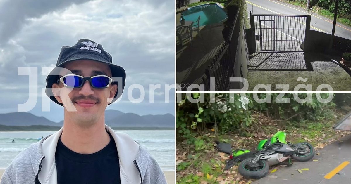 Imagens fortes: câmera flagra batida fatal de tatuador de 27 anos contra muro em Blumenau