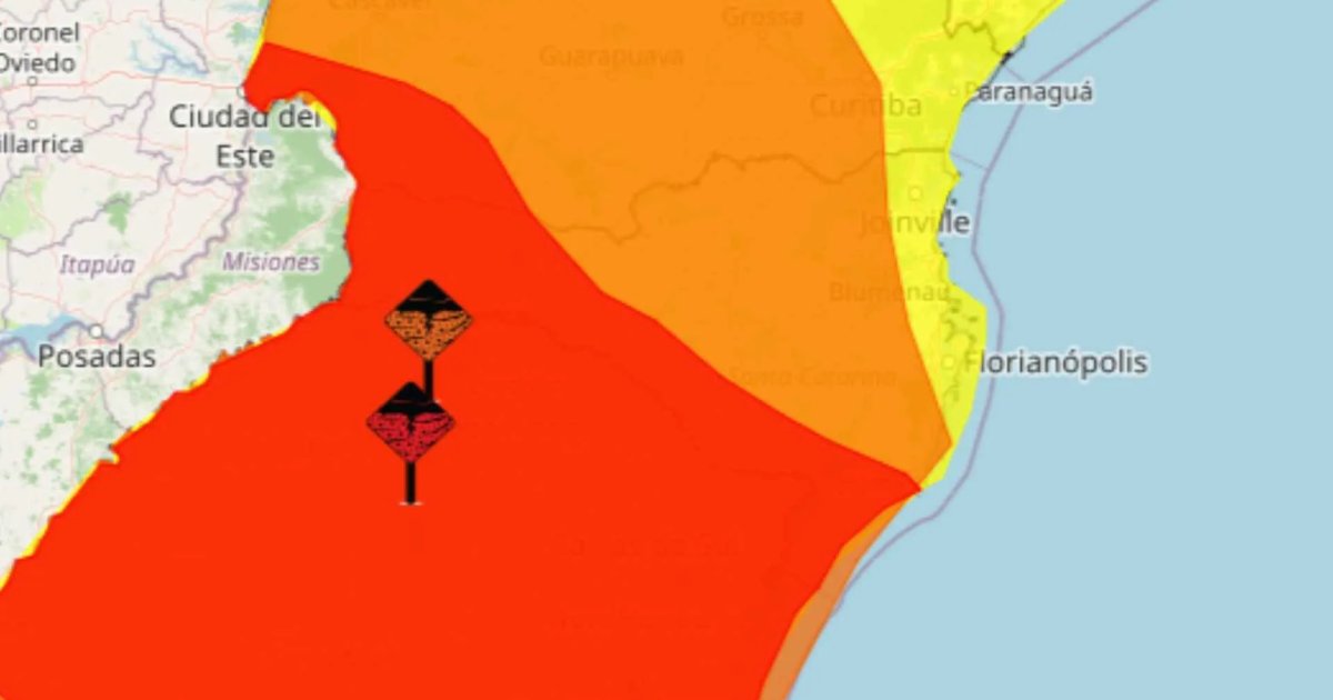 SC tem alerta vermelho para tempestades com ventos acima de 100 km/h nesta segunda