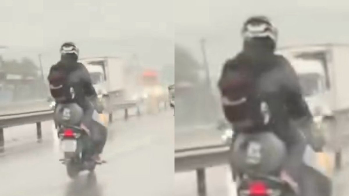 “Inusitado”: passageira é flagrada “empoleirada” em botijão de gás na garupa de moto na BR-101, em SC