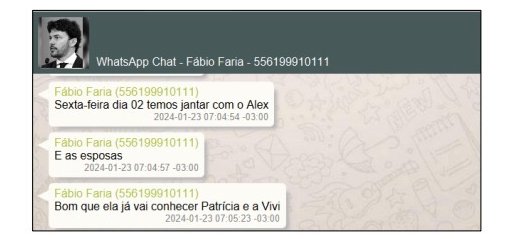 Seis dias depois, a apresentação das mulheres: “Patrícia e a Vivi”. Reprodução: laudo da Polícia Federal