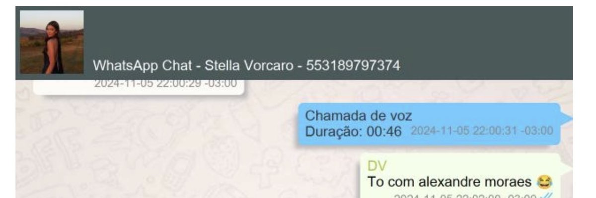 “To com alexandre moraes”: o aviso à filha, em novembro de 2024. Reprodução: laudo da Polícia Federal