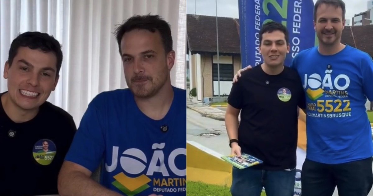 Filho de Luciano Hang vai às ruas de SC pedir votos para João Martins: “meu irmão”