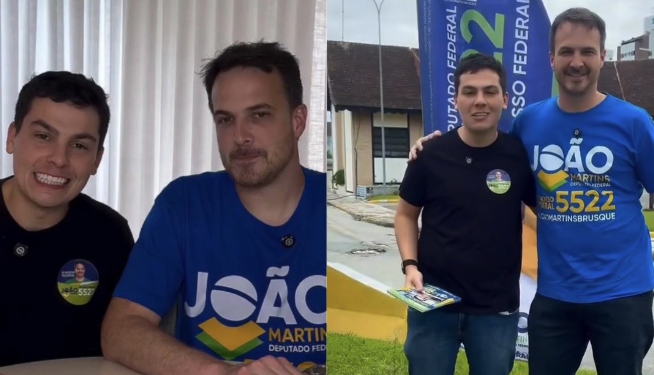 Filho de Luciano Hang vai às ruas de SC pedir votos para João Martins: “meu irmão”