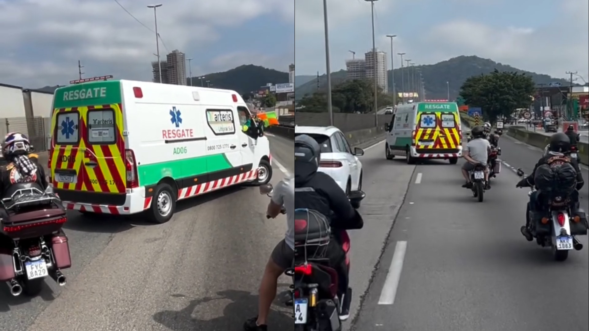 “Acho que tá bêbado”: homem faz piada sem saber o motivo de manobra de ambulância na BR-101 em BC