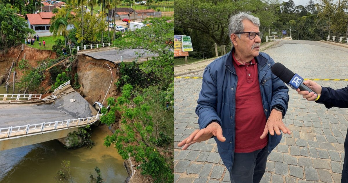 Porta travou, ponte cedeu e idosa ficou presa no carro, diz marido: “achei que ela ia morrer”