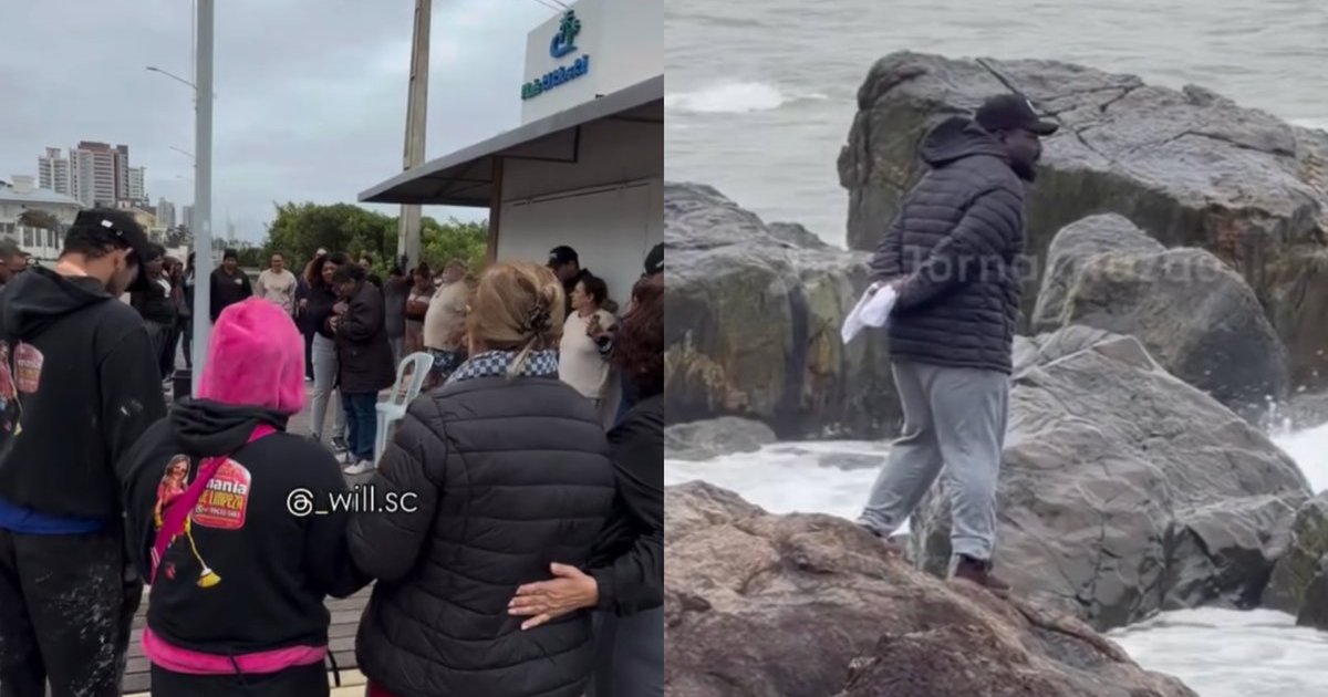 Moradores se unem em oração para amparar mãe que espera pelo filho desaparecido no mar em SC