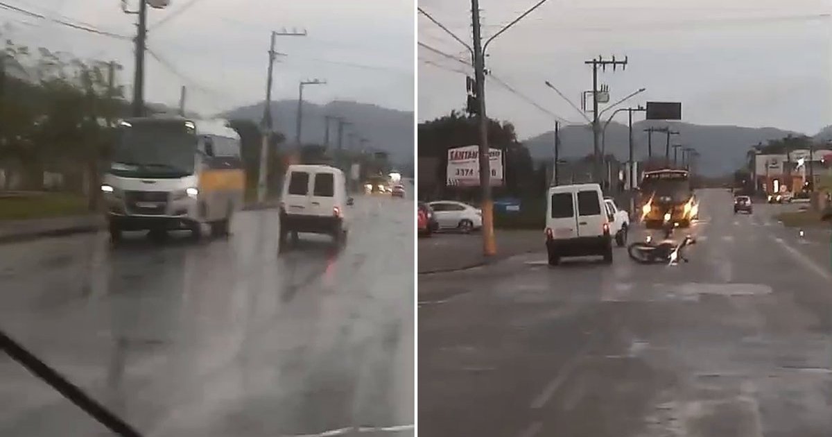 Motociclista pula da moto e escapa de Fiorino em zigue-zague em rua de Santa Catarina