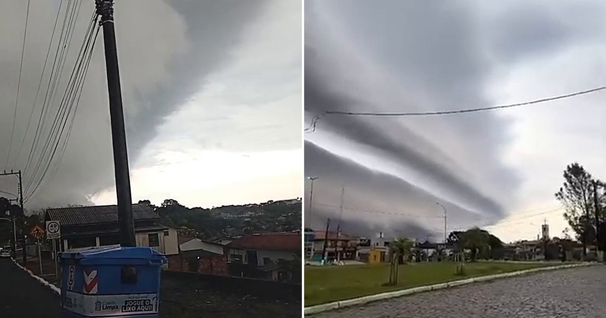 Nuvem prateleira gigante cobre o céu de São Cristóvão do Sul, na região de Curitibanos; veja vídeos