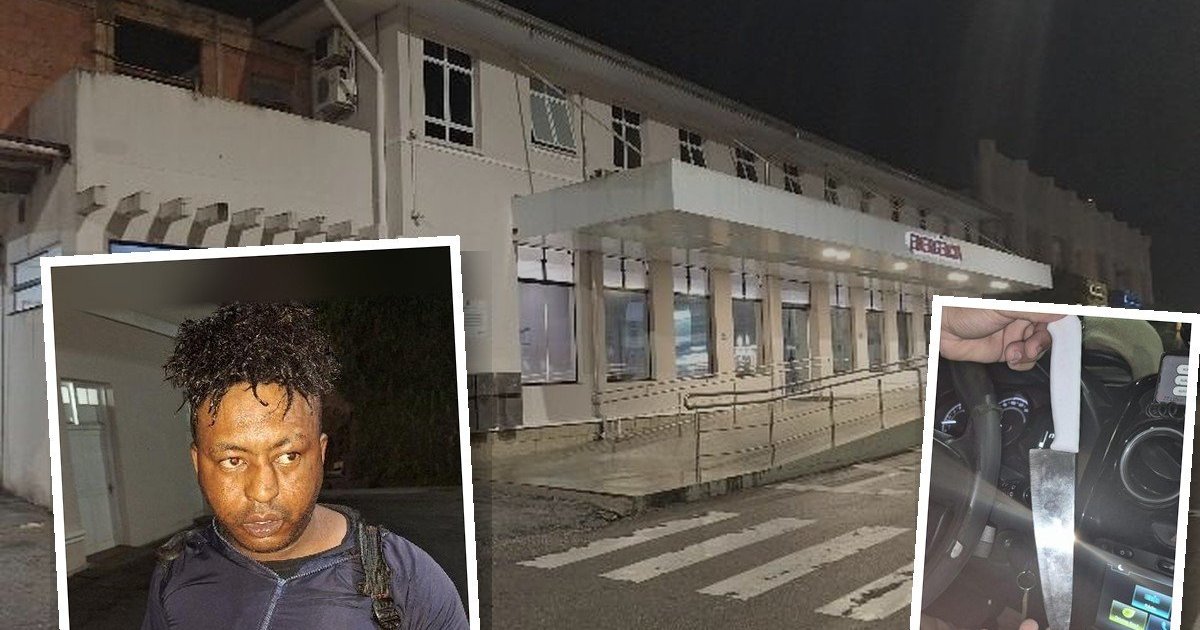 Paciente pega faca e ameaça de morte equipe médica do Hospital Azambuja, em Brusque