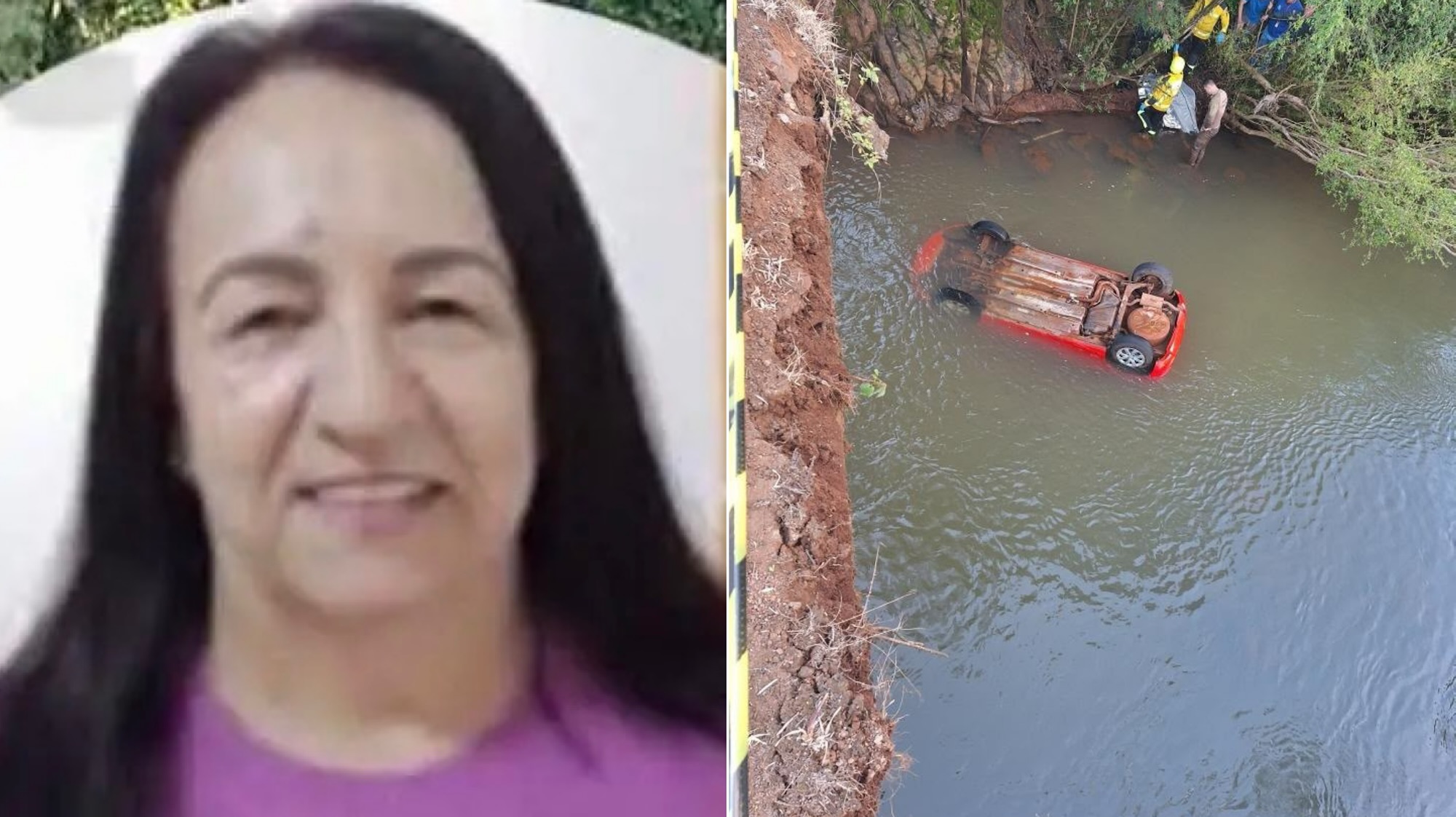 Mulher morre e três pessoas ficam gravemente feridas após carro cair de ponte em SC