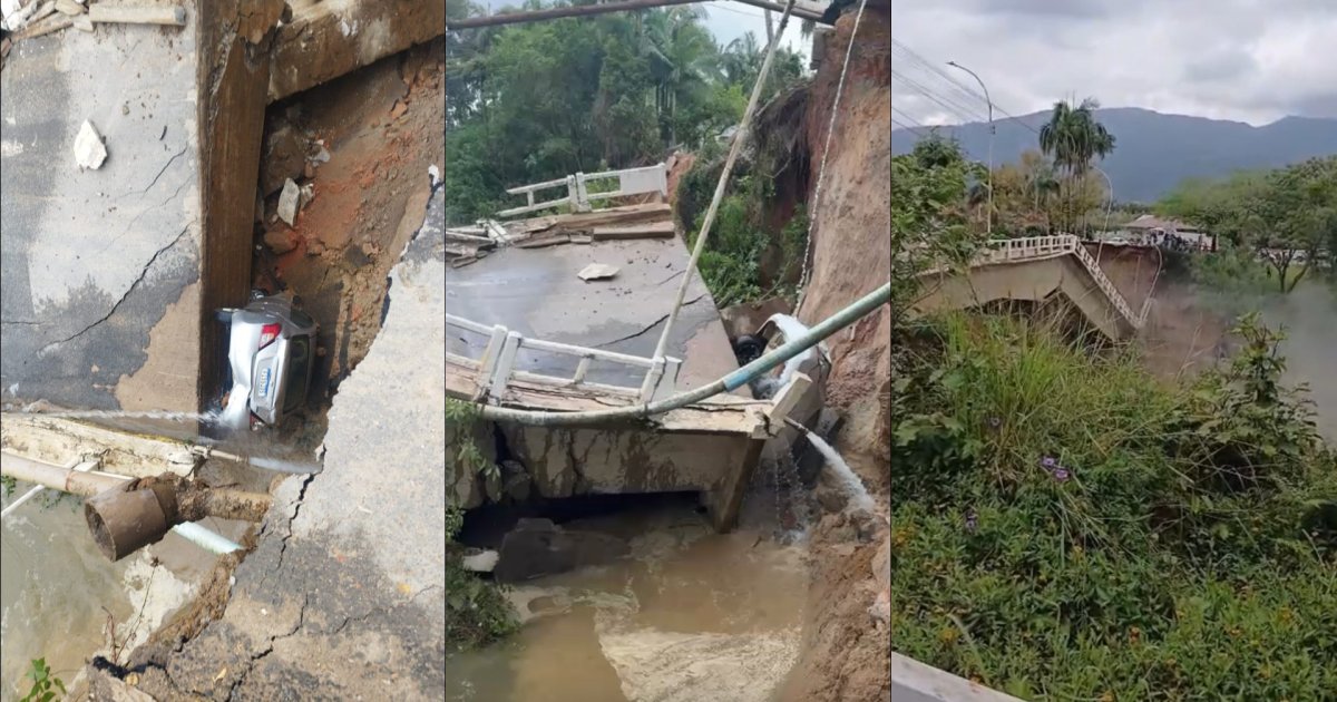 URGENTE: Queda de ponte em Canelinha, no Vale do Rio Tijucas mobiliza forças de resgate