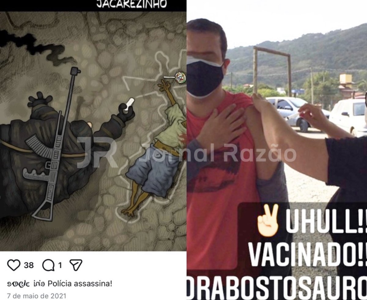 Publicações do professor nas redes sociais em 2021