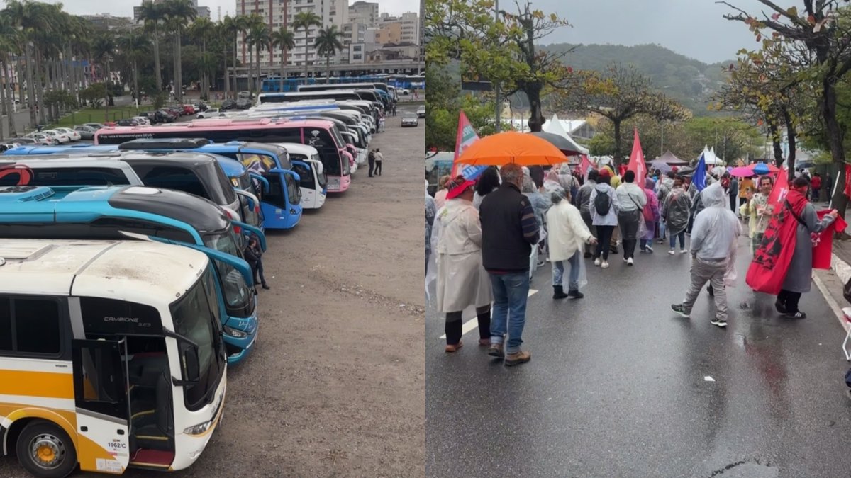 “invasão vermelha”: PT lota Florianópolis de ônibus para garantir praça cheia no comício de Lula