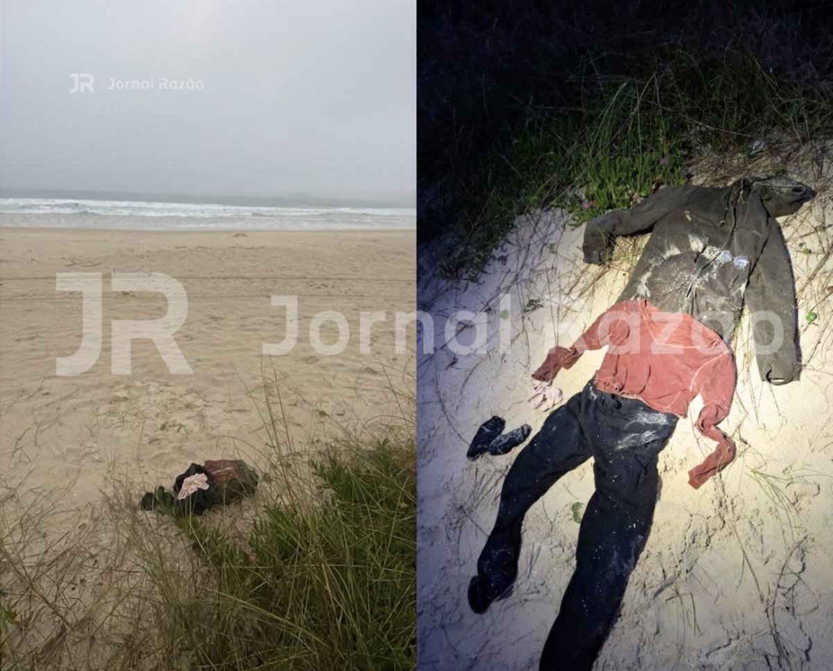 Roupas femininas na areia da praia dos Ingleses, vistas de dia e sob luz artificial à noite