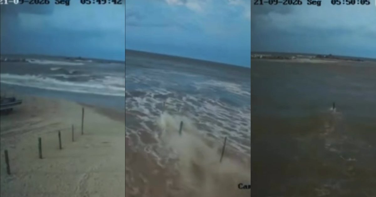 Tsunami meteorológico em SC: câmeras flagram o mar “engolindo” a Praia do Cardoso