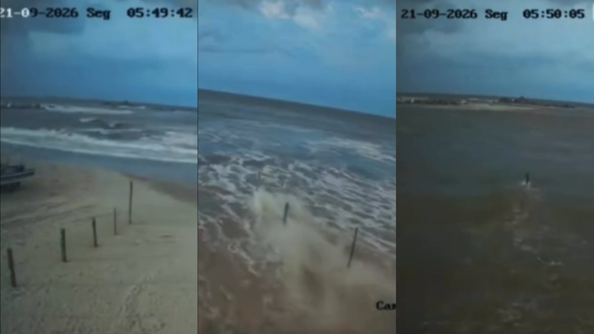 Tsunami meteorológico em SC: câmeras flagram o mar “engolindo” a Praia do Cardoso