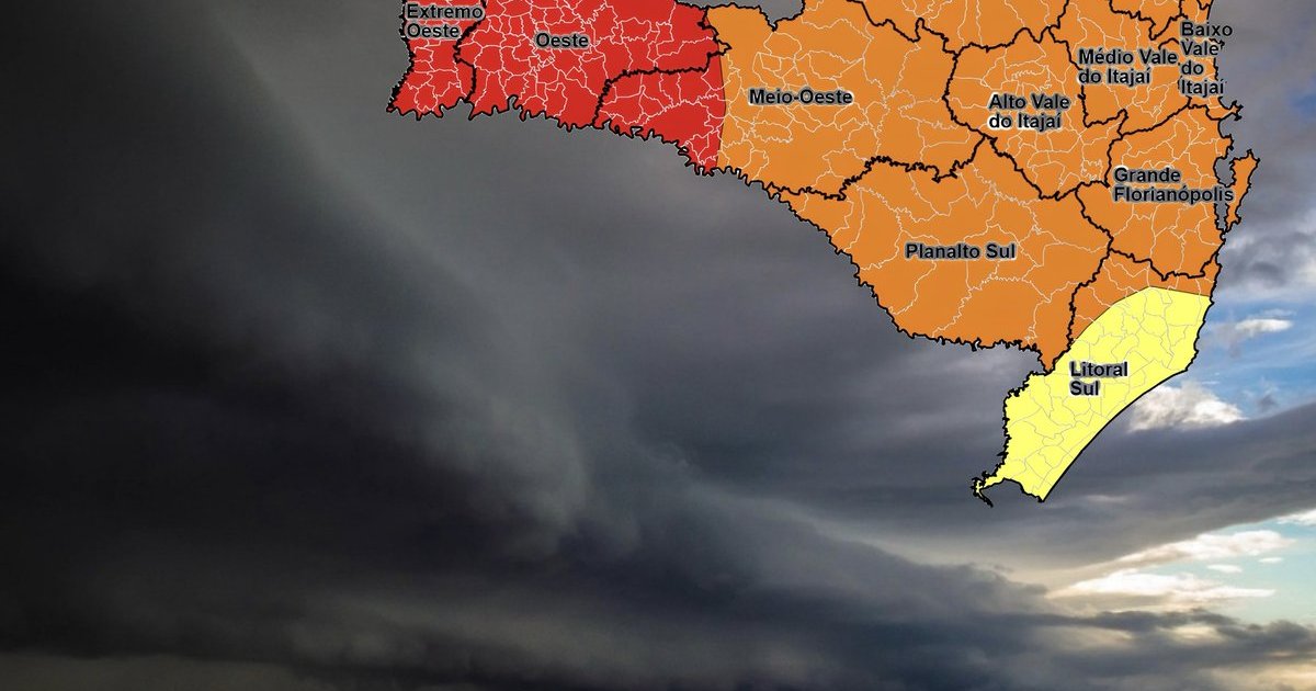 URGENTE: Defesa Civil alerta para temporal severo em todo o estado e prevê até 150 mm de chuva em SC