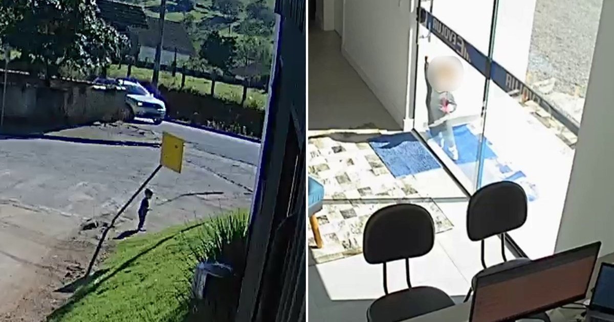 Sozinho na rua, com carro passando atrás: vídeo mostra bebê de 1 ano e 6 meses que saiu de creche em SC