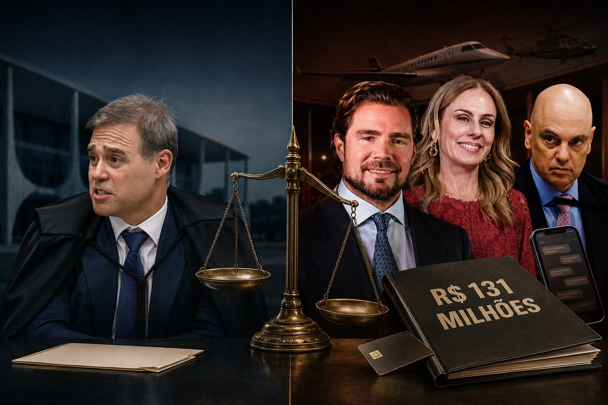 Montagem compara os dois encontros de Daniel Vorcaro com ministros do Supremo Tribunal Federal