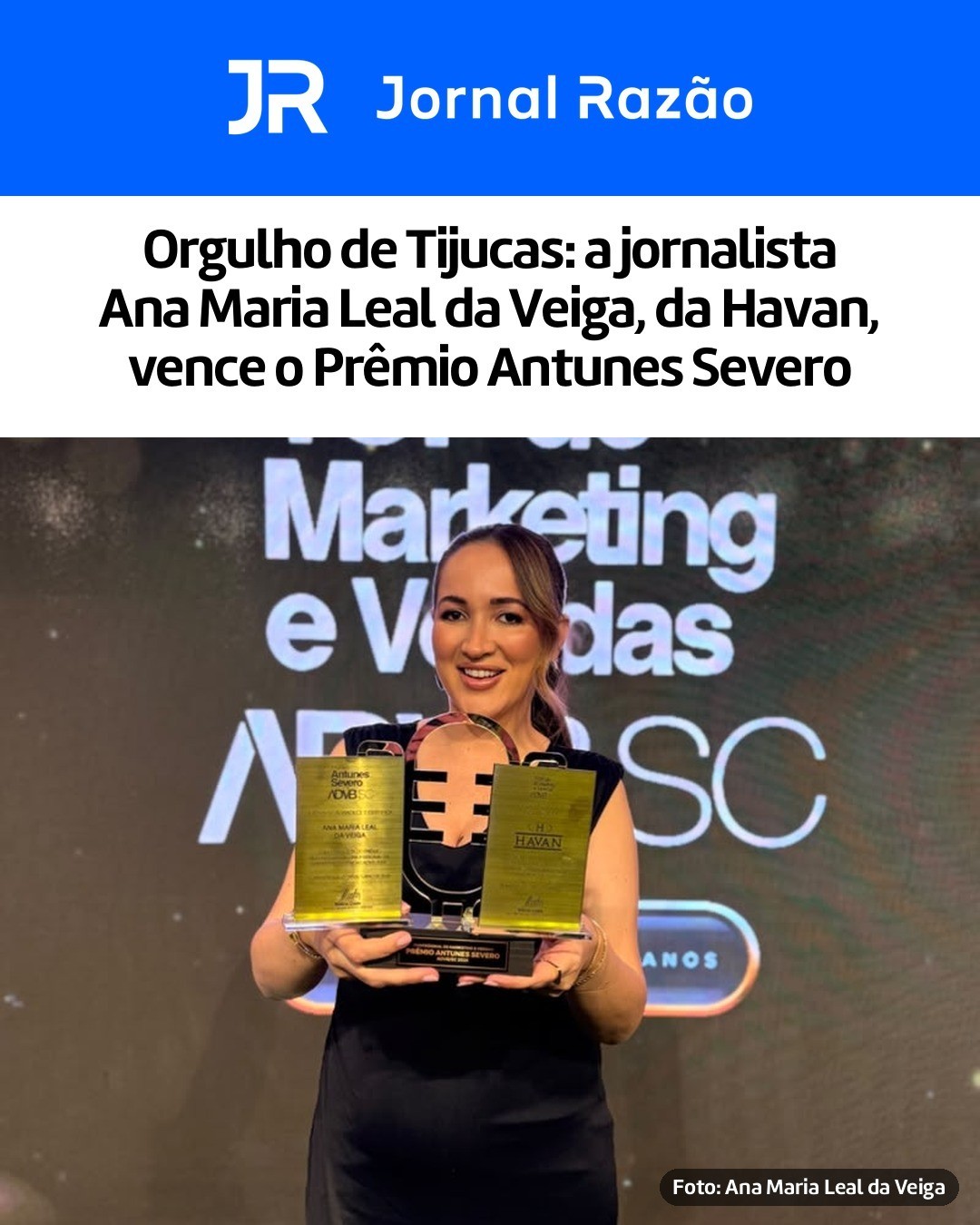 Ana Maria Leal da Veiga com o troféu do Prêmio Antunes Severo (Foto: Ana Maria Leal da Veiga)