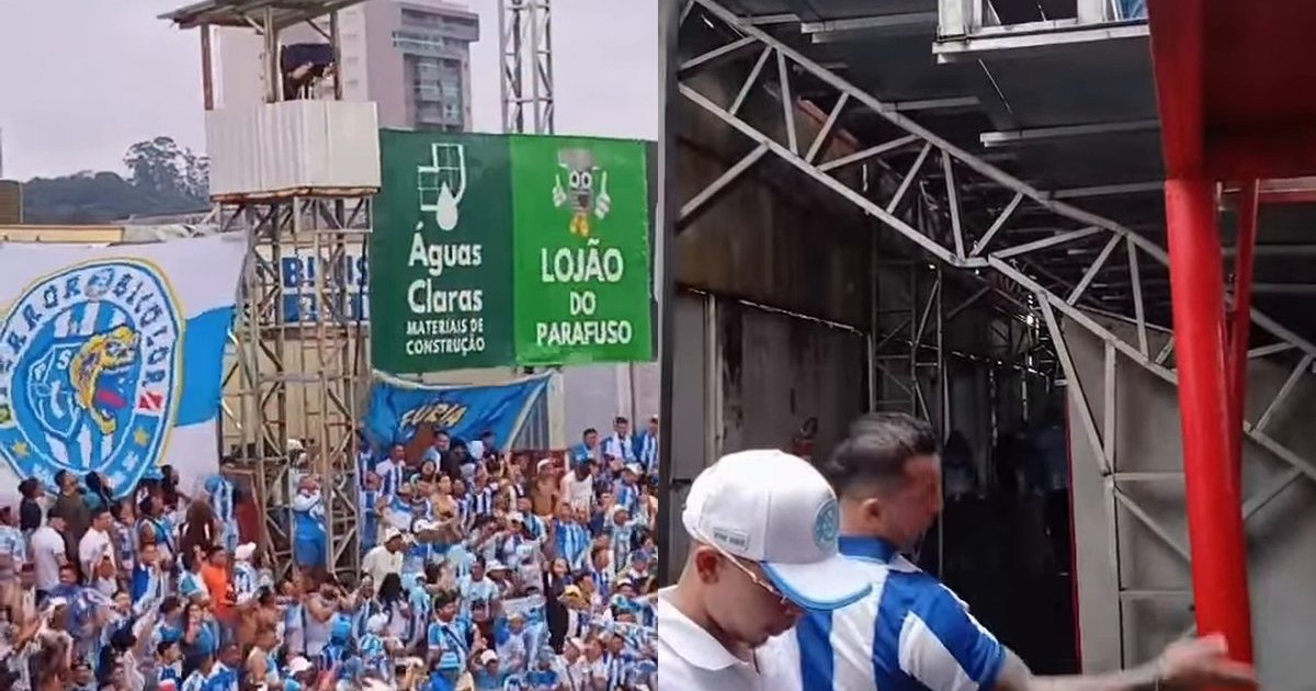 Arquibancada balança com pulos da torcida do Paysandu e árbitro suspende jogo do acesso do Brusque em SC