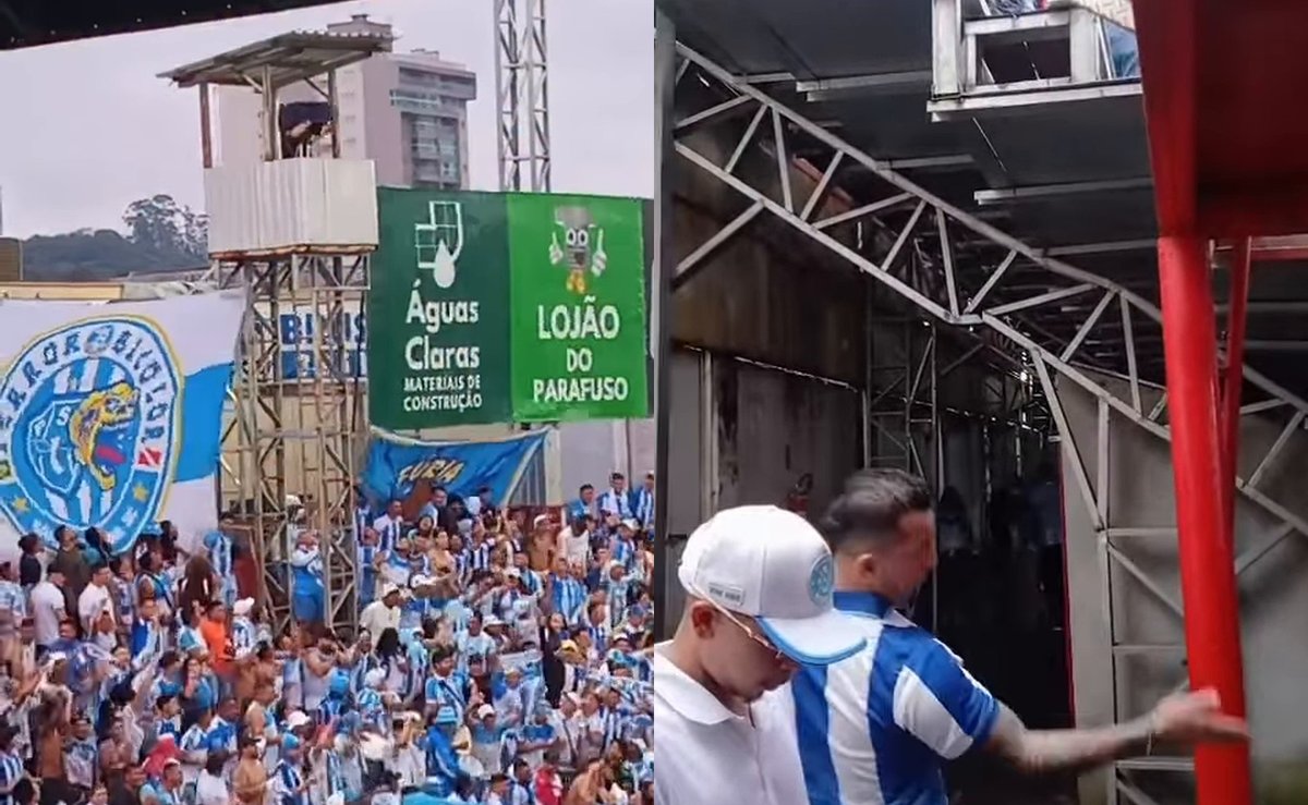 Arquibancada balança com pulos da torcida do Paysandu e árbitro suspende jogo do acesso do Brusque em SC