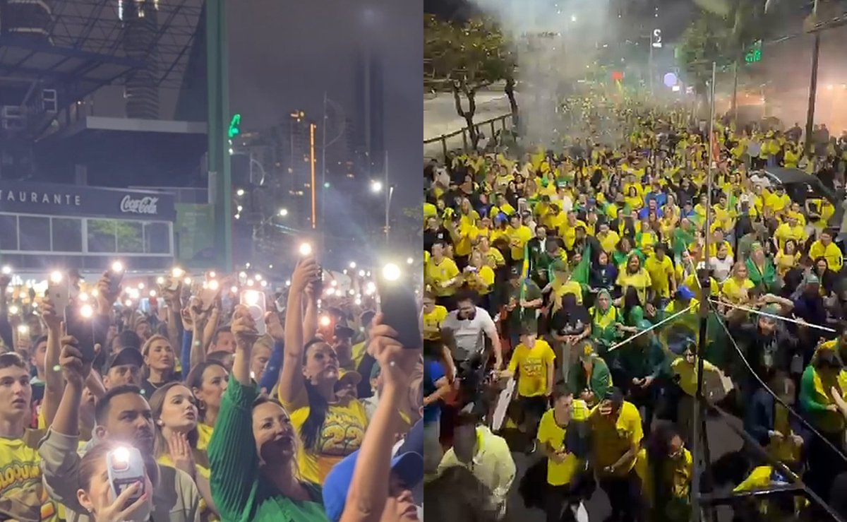 Cerca de 3 mil pessoas acendem a lanterna do celular e rezam o Pai-Nosso no Bloquinho 22 em Balneário Camboriú