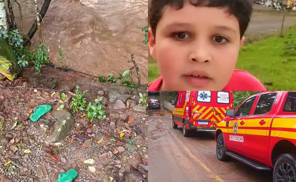 URGENTE: Bombeiros fazem buscas por menino autista desaparecido; chinelo foi encontrado na beira de rio em SC