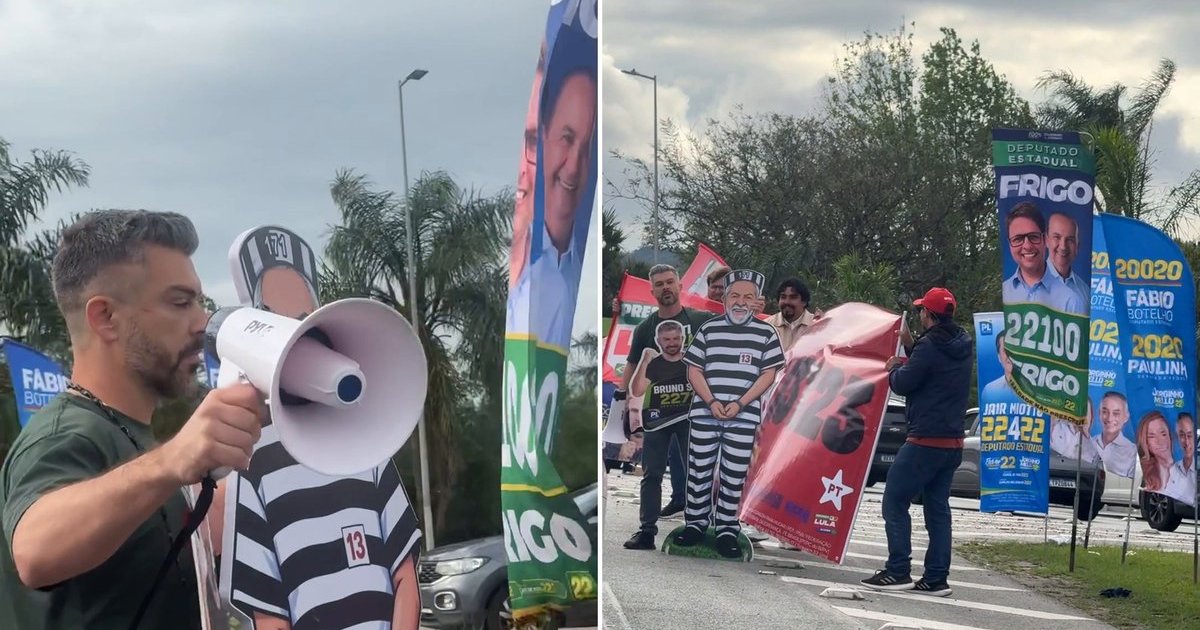 Bruno Souza e petistas entram em nova confusão por placa de Lula presidiário em Santa Catarina