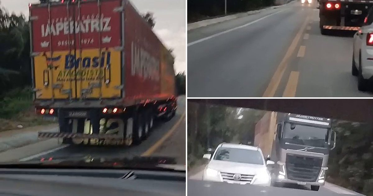 “Quase deu de frente”: carreta ultrapassa na contramão em curva e apavora motoristas em SC