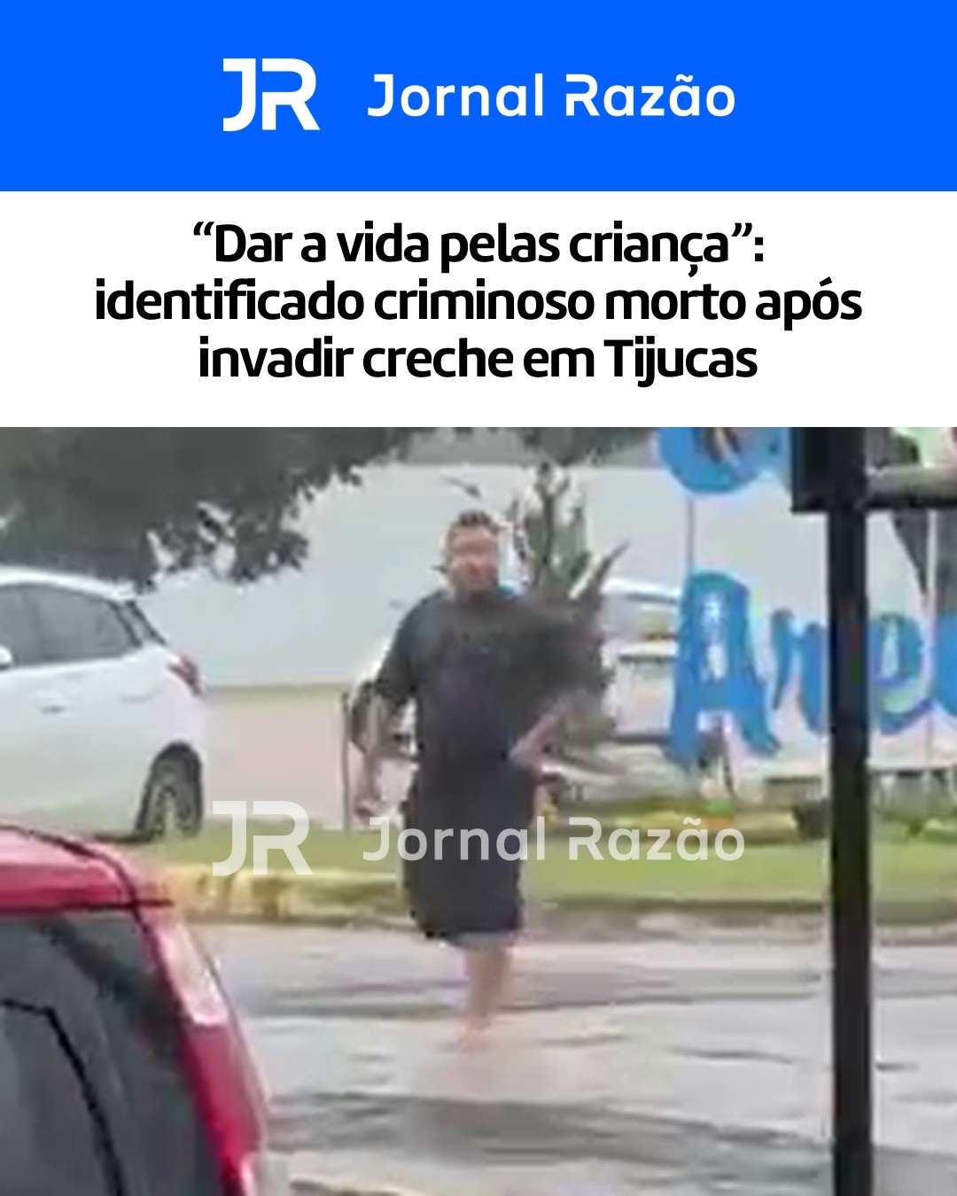 Bruno corre pela rua com a faca na mão antes de ser neutralizado