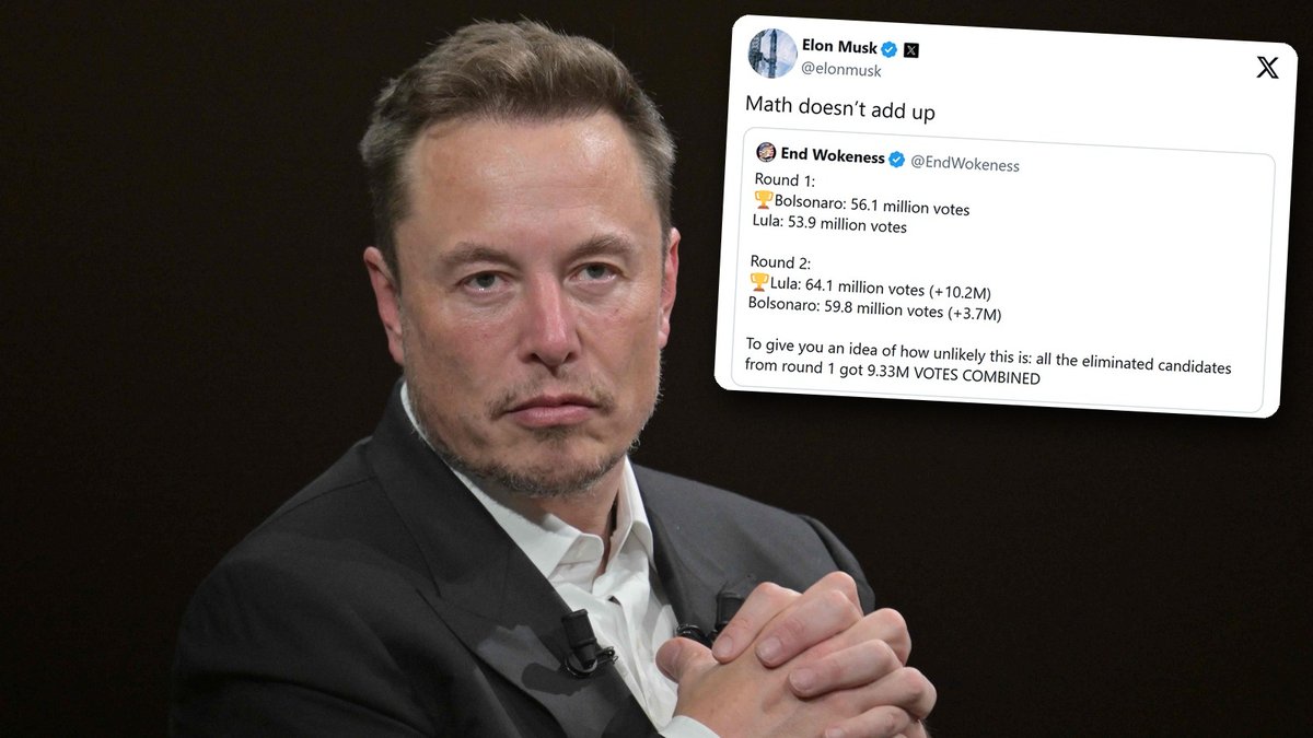 “A conta não fecha”, dispara Elon Musk sobre os mais de 10 milhões de votos que Lula ganhou no 2º turno