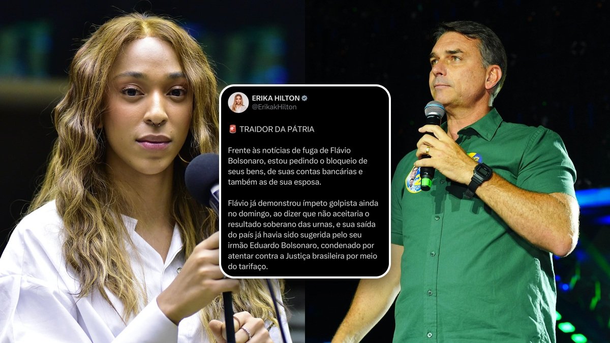 Com Flávio a caminho dos EUA, Erika Hilton pede o bloqueio dos bens e das contas do senador e da esposa