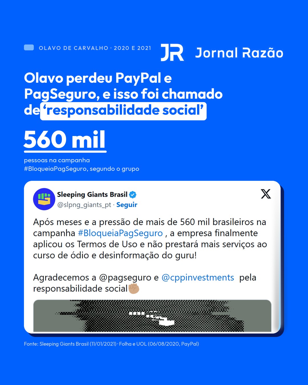 Olavo de Carvalho perdeu PayPal e PagSeguro em 2020 e 2021