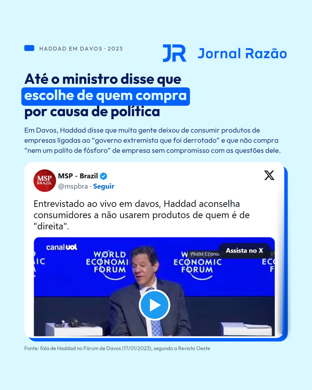 Haddad em Davos, em janeiro de 2023