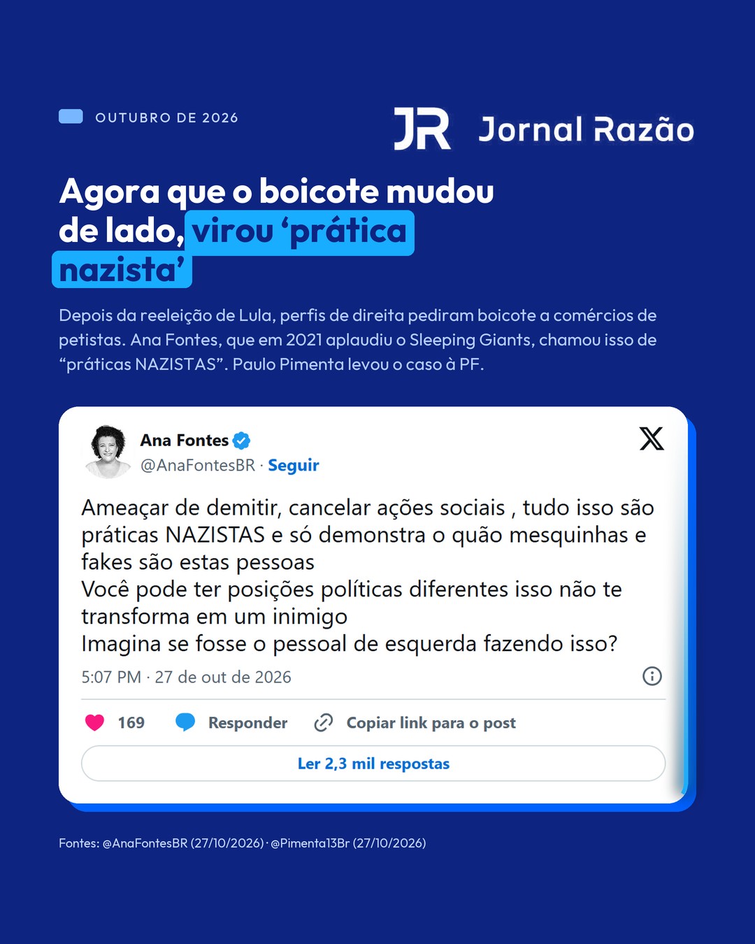 Em outubro de 2026, o boicote mudou de lado e virou prática nazista para a esquerda