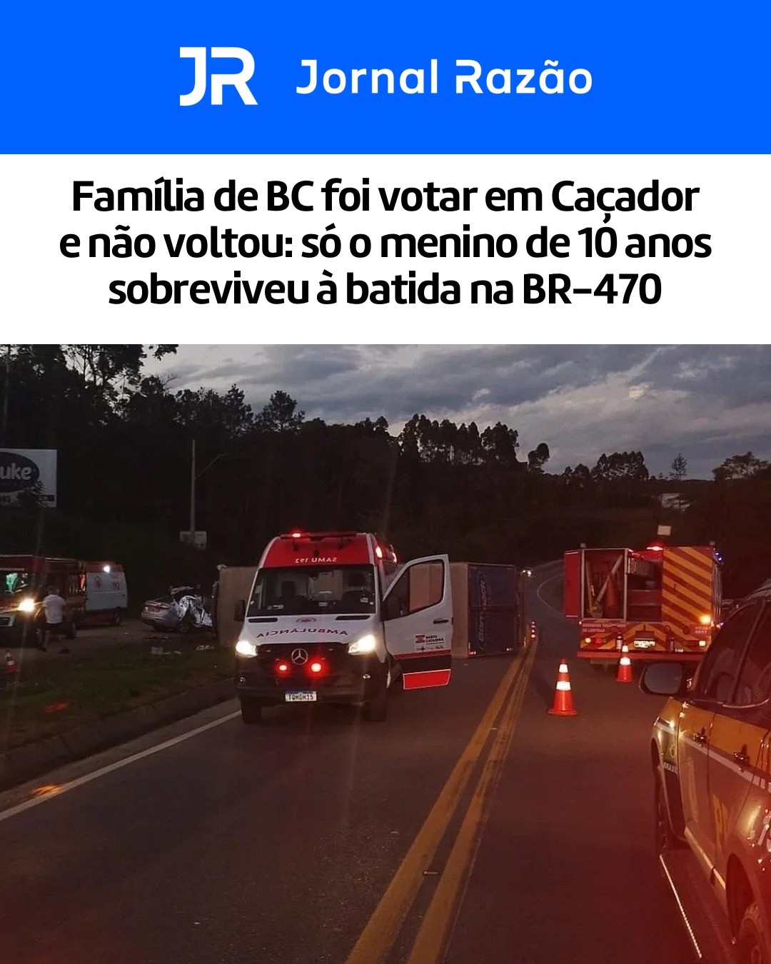 Samu e Bombeiros Voluntários de Lontras no atendimento