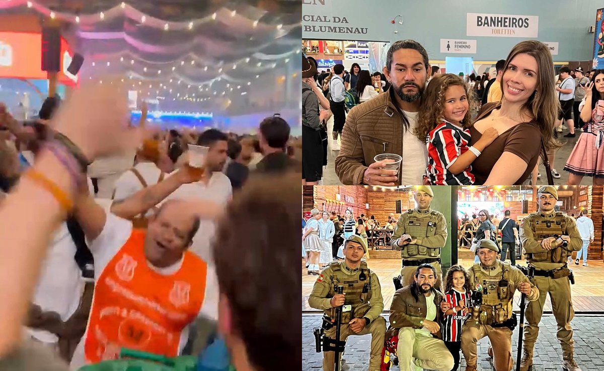 Família de Manaus dança com trabalhador na Oktoberfest em Blumenau: “primeiro mundo”