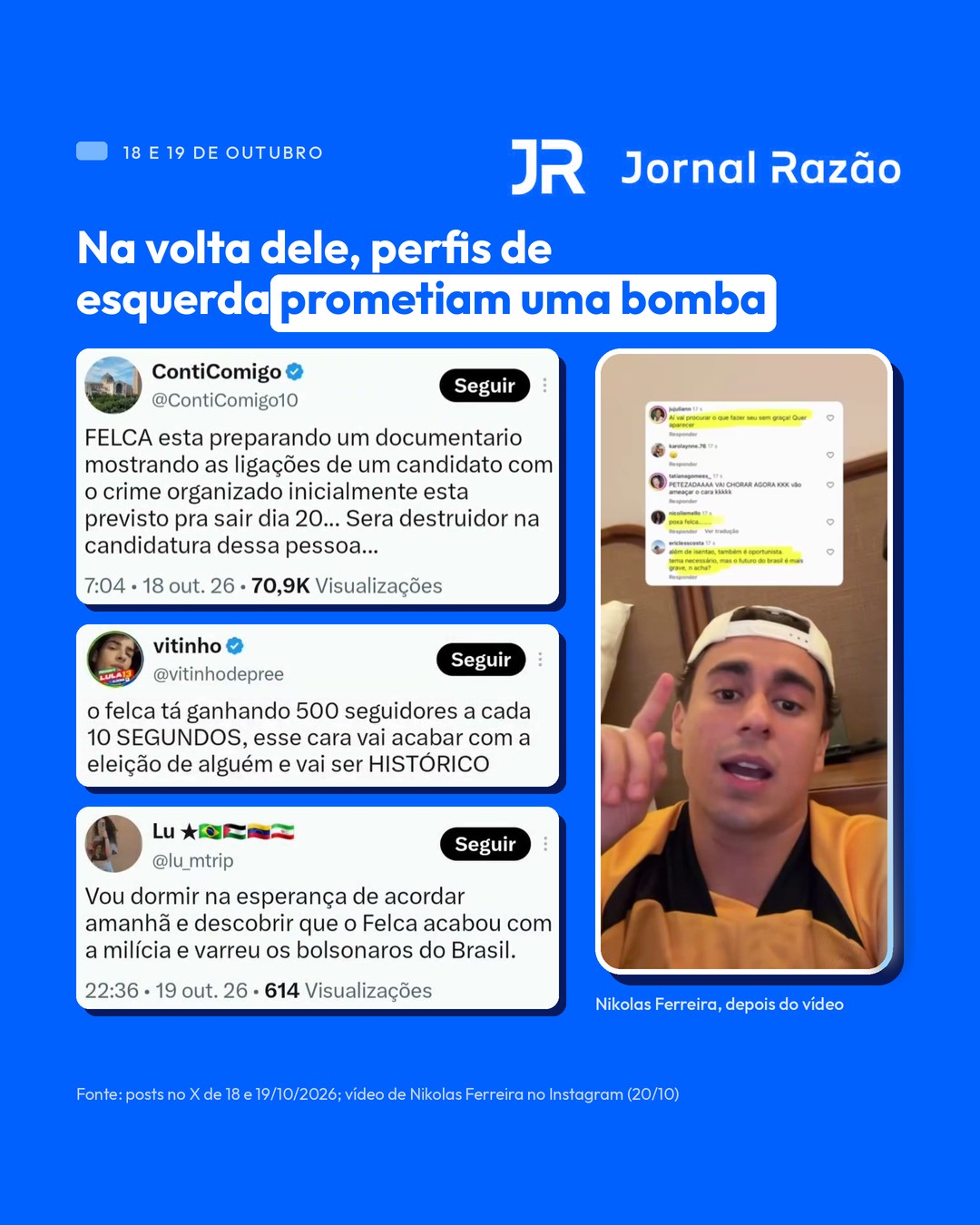 Perfis de esquerda prometiam uma bomba contra Flávio Bolsonaro