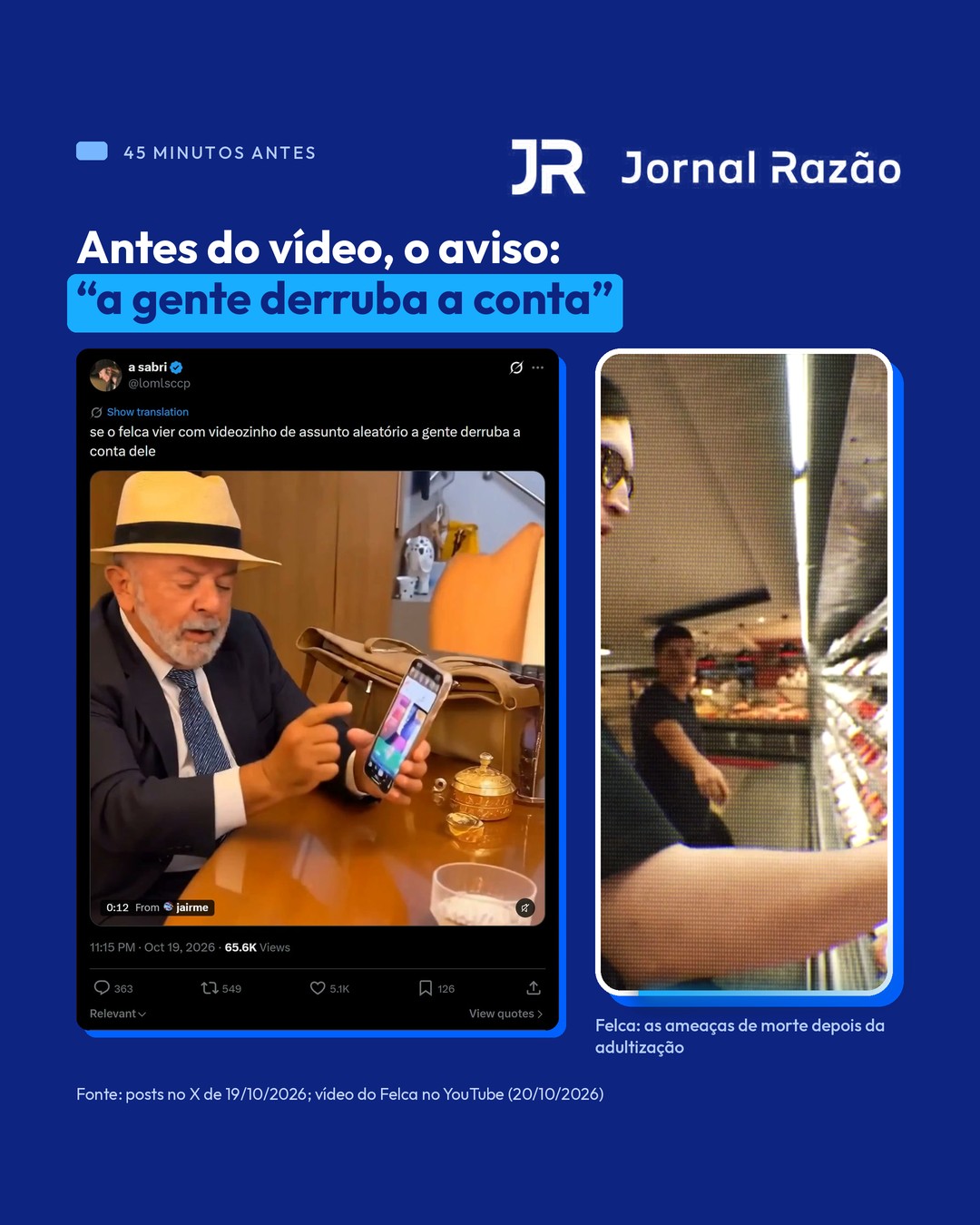 45 minutos antes da estreia, o aviso: a gente derruba a conta dele