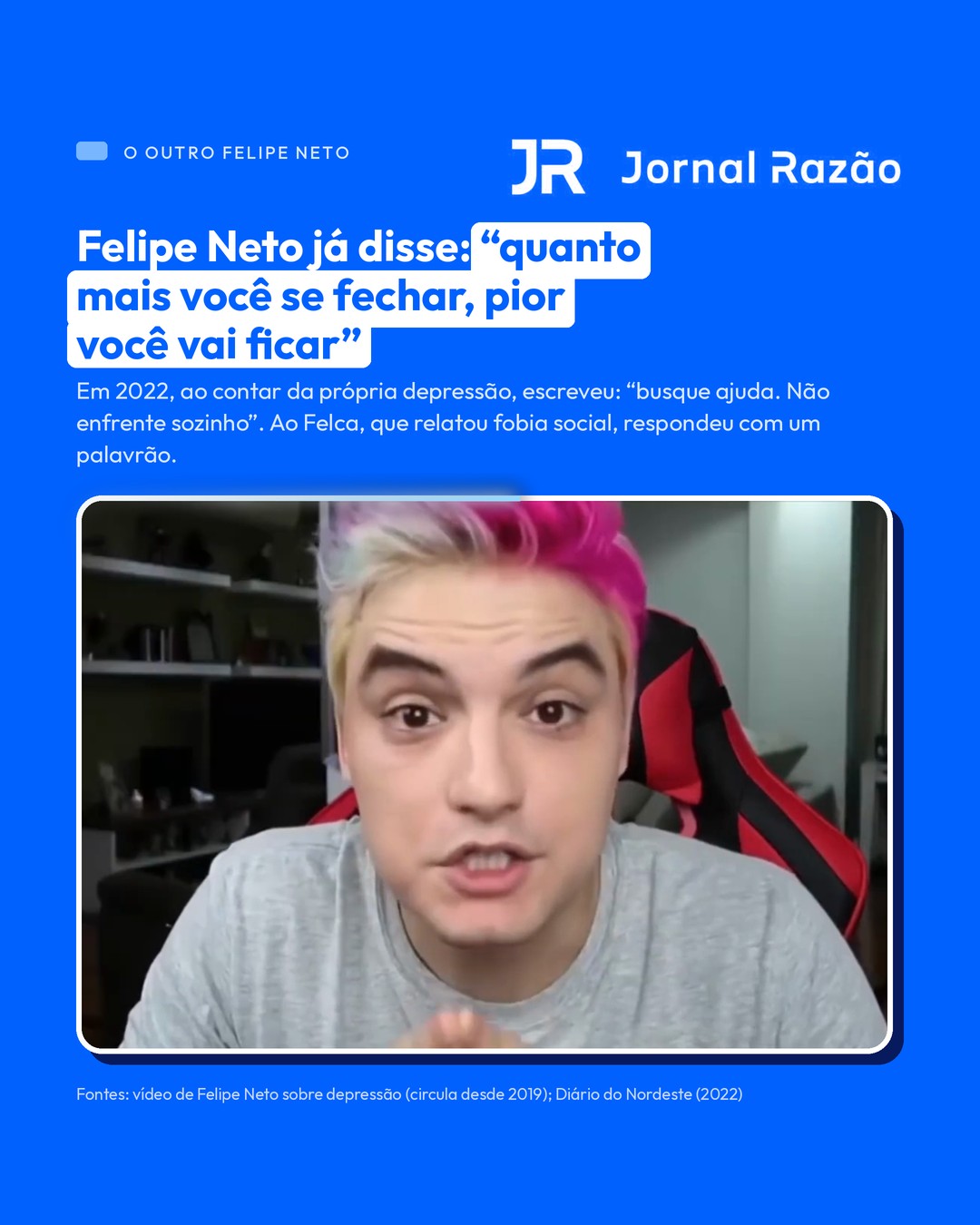 Felipe Neto já falou sobre depressão em vídeo